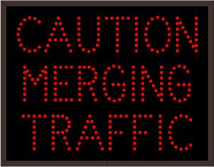 CAUTION MERGING TRAFFIC