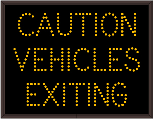 CAUTION VEHICLES EXITING