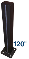 120" Single Post Mount with 8" Sq. Baseplates w/ Gussets