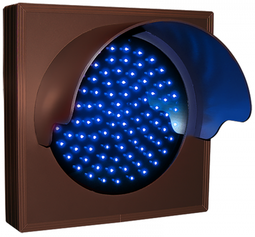 Directional Systems Product #49110 - Indicator Dot, Single with Hood and Optional Flashing, 4 in dia, Blue