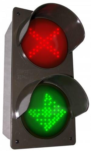 Directional Systems Product #52176 - LED traffic Controller X | Down Arrow | Right Arrow, Vertical, Red-Green-Green