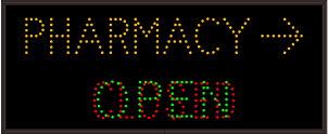 OPEN | CLOSED | PHARMACY w/ Symbol