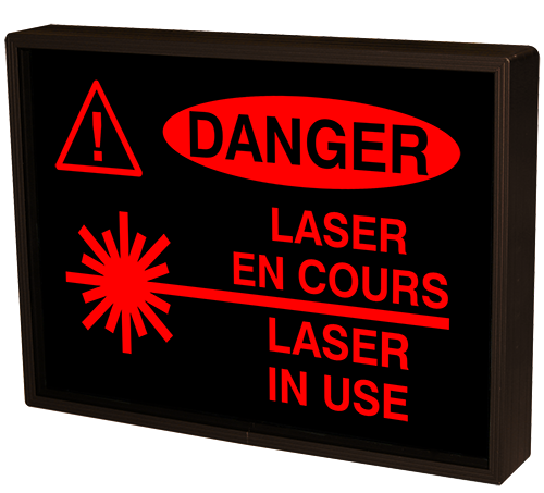 Directional Systems Product #55285 - DANGER LASER EN COURS LASER IN USE w/Caution Symbols