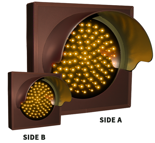 Directional Systems Product #57079 - Indicator Dot, Double Face, Single with Hood and Optional Flashing, 4 in dia, Amber