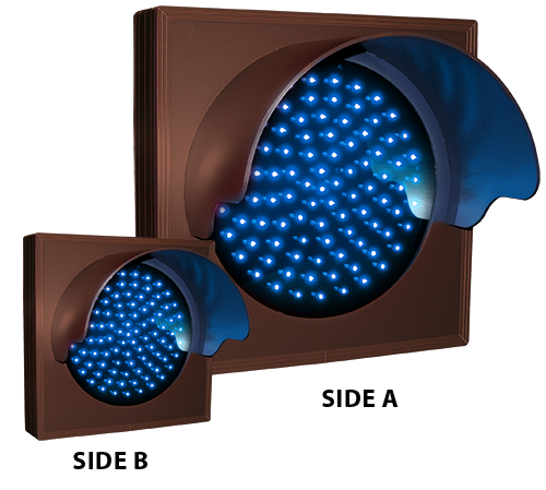 Directional Systems Product #57084 - Indicator Dot, Single with Hoods and with Optional Flashing, 4 in dia, Blue, Double Face
