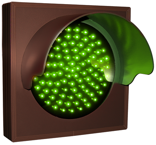 Directional Systems Product #6286 - Indicator Dot, Single with Hood and Optional Flashing, 4 in dia, Green