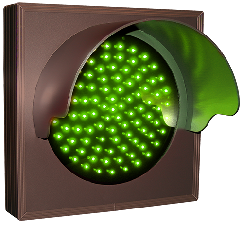 Directional Systems Indicator Dot, Single with Hood and Optional Flashing, 4 in dia, Green (12-24 VDC) - 30135 Product Message