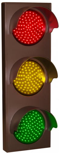 Directional Systems 30842 TCL217RAG-226H/12-24VDC Indicator Dots, Triple with Hoods, Vertical, 4 in dia, Red - Amber - Green (12-24 VDC) Image
