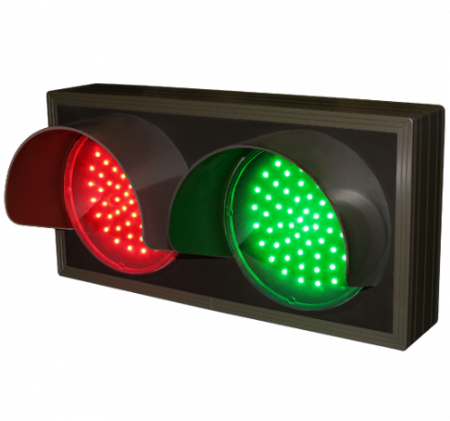 Directional Systems Product #33826 - Indicator Dots, Double with Hoods, Horizontal, 4 in dia, Red - Green