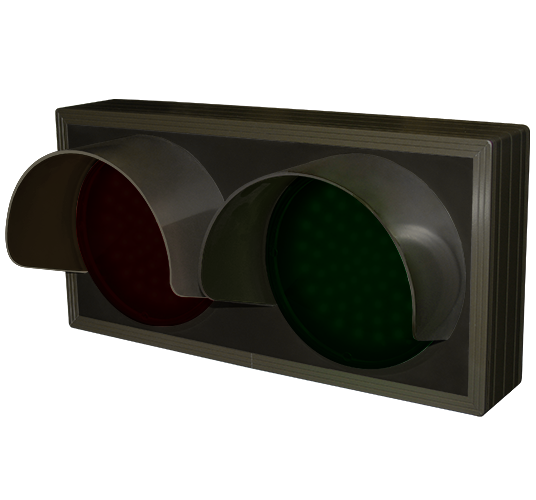 Directional Systems Indicator Dots, Double with Hoods, Horizontal, 4 in dia, Red - Green (12-24 VDC) - 33826 Product Message