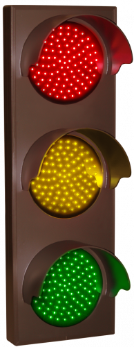 Directional Systems Product #5618 - Indicator Dots, Triple with Hoods, Vertical, 4 in dia, Red - Amber - Green