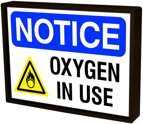 Directional Systems Product #59716 - NOTICE OXYGEN IN USE w/ Oxygen hazard symbol