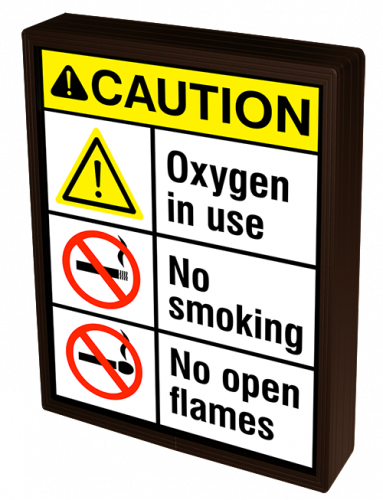 Directional Systems Product #59725 - Exclamation symbol CAUTION Exclamation symbol w/ Oxygen in use No Smoking Symbol No smoking No Open Flames symbol No open flames