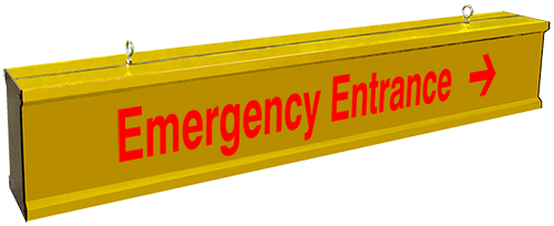 Directional Systems Product #65809 - Emergency Entrance w/Right Arrow, 8ft wide clearance bar